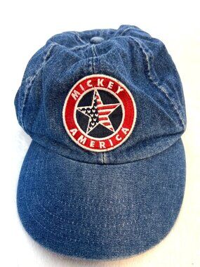 Vintage Walt Disney World Mickey Mouse America Denim Hat Snapback Flag Patriotic